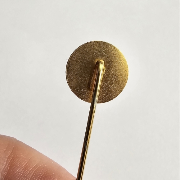 Vintage BMA stickpin gold tone stick pin tie lapel cravat round circle brooch - Picture 15 of 16